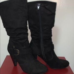 New suede 4 inch mid calf black boots